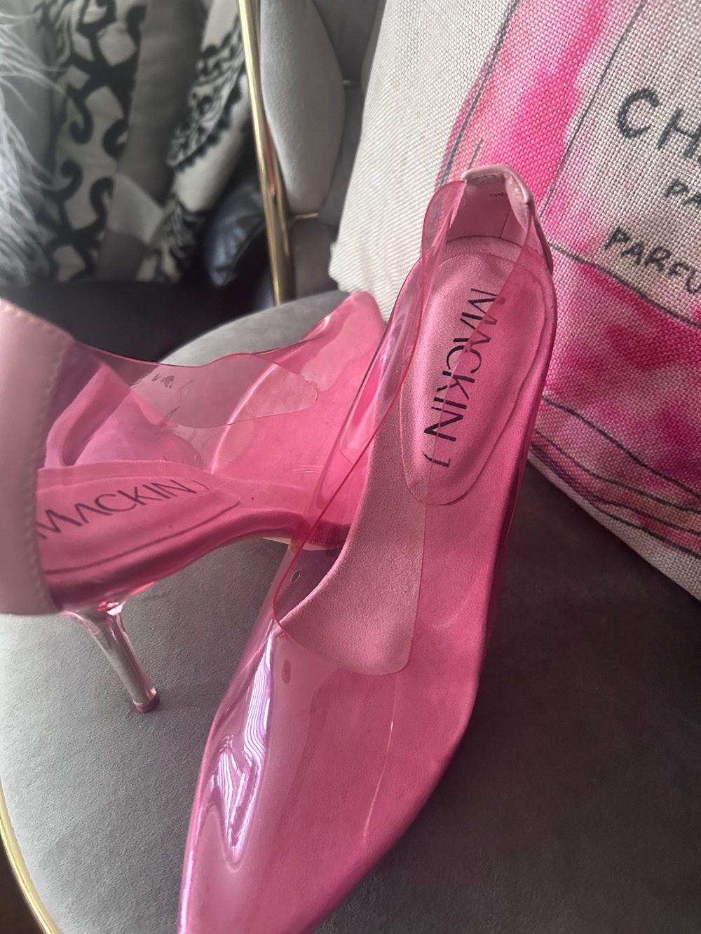 Lola Shoetique Pink Transparent Pointed-Toe Heels